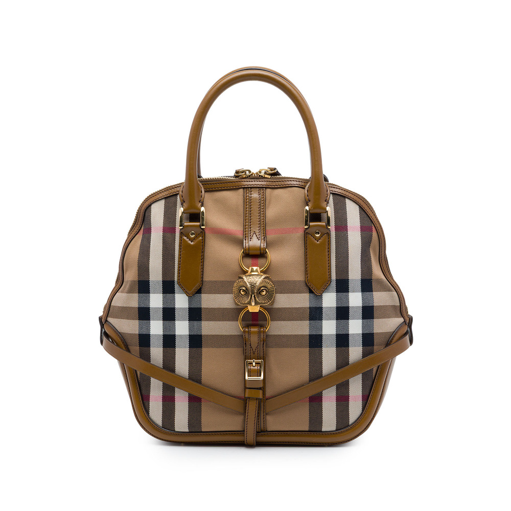 Pre-Loved Burberry Medium House Check Canvas Bridle Owl Orchard Handbag
